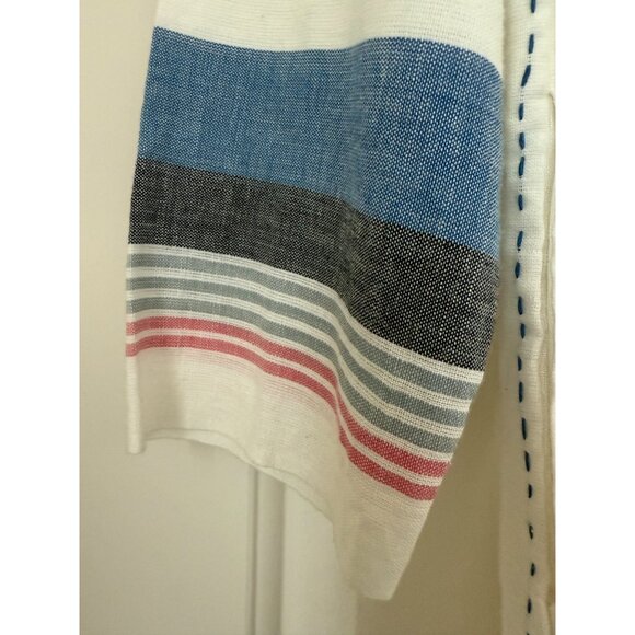 New KOPAL Anthropologie White Tunic Dress w/ Multicolor Stripes 3/4 Sleeves Sz S - Picture 2 of 10